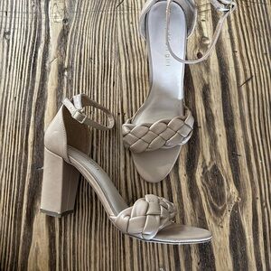 Elegant Beige Braided Heels